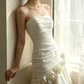Superbe robe de mariée sirène bustier en satin et tulle, longue et en dentelle, C4563