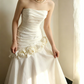 Superbe robe de mariée sirène bustier en satin et tulle, longue et en dentelle, C4563