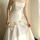 Superbe robe de mariée sirène bustier en satin et tulle, longue et en dentelle, C4563