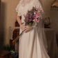 Luxury Jewel Neck Wedding Dresses Lace Short Sleeve A-Line Bridal Dress C9789