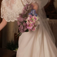 Luxury Jewel Neck Wedding Dresses Lace Short Sleeve A-Line Bridal Dress C9789
