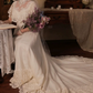 Luxury Jewel Neck Wedding Dresses Lace Short Sleeve A-Line Bridal Dress C9789