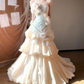 Sweet Strapless Ivory Prom Dress Flowers Tiered Mermaid Evening Dress C9791