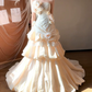 Sweet Strapless Ivory Prom Dress Flowers Tiered Mermaid Evening Dress C9791