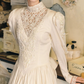 Retro Long Sleeve Ivory Ball Gown High Collar Lace Sweet 16 Dresses C9792