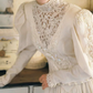 Retro Long Sleeve Ivory Ball Gown High Collar Lace Sweet 16 Dresses C9792