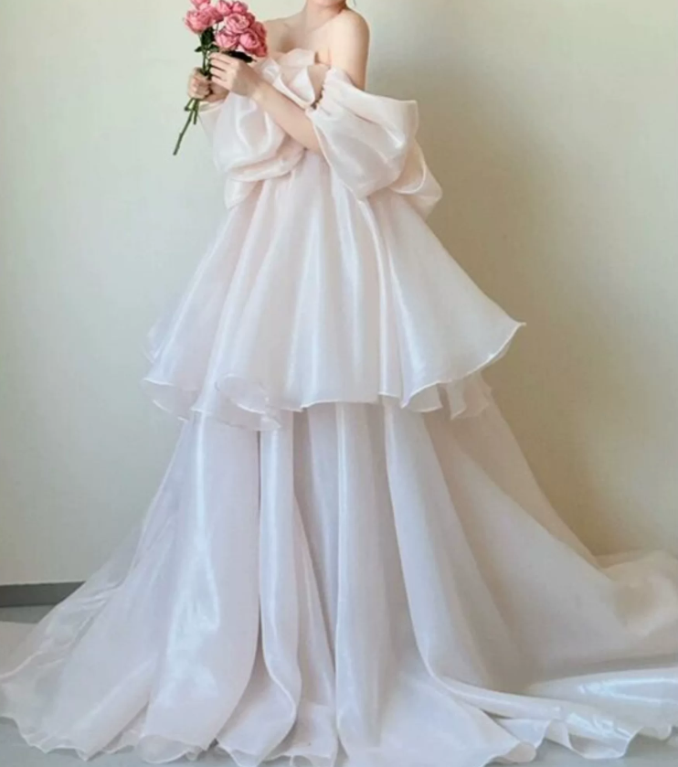Robe de bal de princesse bustier à volants en satin long, robe de soirée C8117