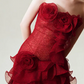 Alluring Strapless Red Homecoming Dress Flowers Ruffles Sheath Birthday Dress C9794