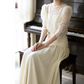 Glam Jewel Neck Wedding Dresses Lace Short Sleeve A-Line Bridal Dress C9797