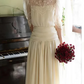 Glam Jewel Neck Wedding Dresses Lace Short Sleeve A-Line Bridal Dress C9797