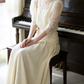 Glam Jewel Neck Wedding Dresses Lace Short Sleeve A-Line Bridal Dress C9797