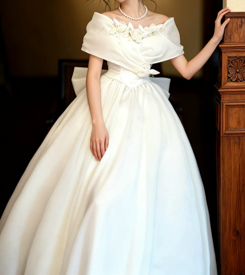 Adorable Off-Shoulder Tulle Wedding Dresses Appliques A-Line Bridal Dress C9798