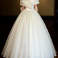 Adorable Off-Shoulder Tulle Wedding Dresses Appliques A-Line Bridal Dress C9798