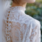Fascinating High Collar Wedding Dresses Long Sleeve Lace A-Line Bridal Dress C9801