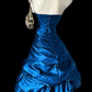 Shiny Strapless Blue Homecoming Dress Satin Ruffles A-Line Birthday Dress C9802