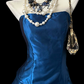 Shiny Strapless Blue Homecoming Dress Satin Ruffles A-Line Birthday Dress C9802