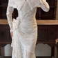 Superbe robe de mariée sirène bustier en satin et tulle, longue et en dentelle, C4563
