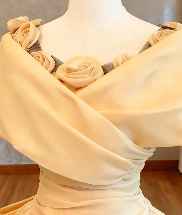 Robe de bal de princesse bustier à volants en satin long, robe de soirée C8117