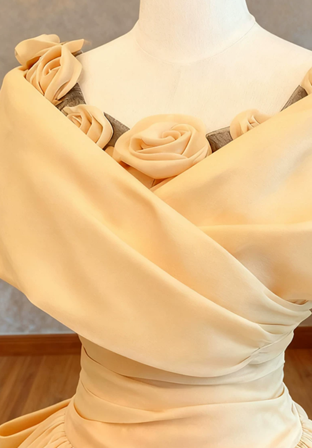 Robe de bal de princesse bustier à volants en satin long, robe de soirée C8117