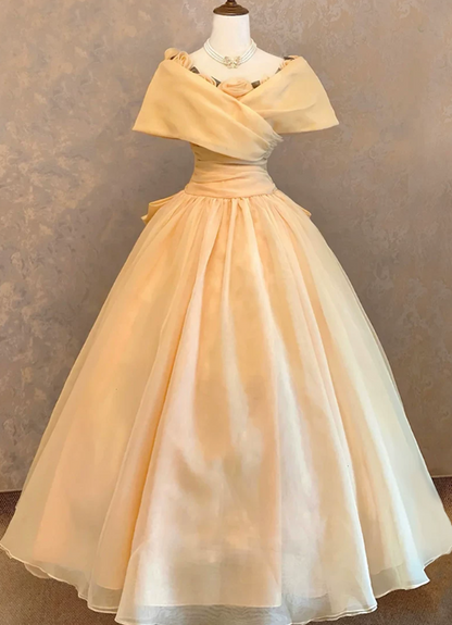Robe de bal de princesse bustier à volants en satin long, robe de soirée C8117