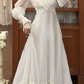 Charming Lace White Prom Dress Long Sleeve A-Line Evening Dress C9805