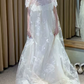 Superbe robe de mariée sirène bustier en satin et tulle, longue et en dentelle, C4563