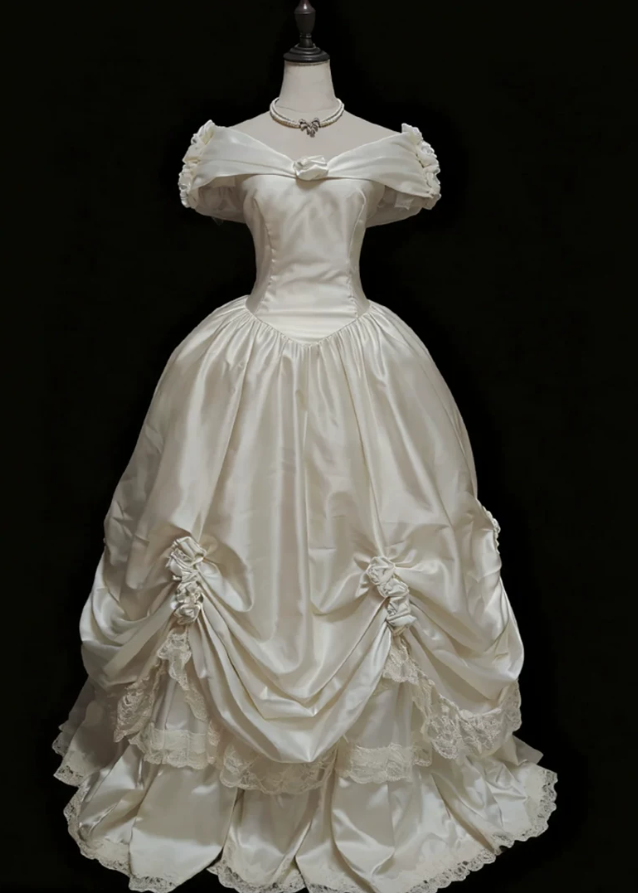 Superbe robe de mariée sirène bustier en satin et tulle, longue et en dentelle, C4563