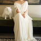 Flowy V Neck Beads Wedding Dresses Ivory Lace A-Line Bridal Dress C9811
