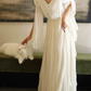 Flowy V Neck Beads Wedding Dresses Ivory Lace A-Line Bridal Dress C9811