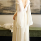 Flowy V Neck Beads Wedding Dresses Ivory Lace A-Line Bridal Dress C9811