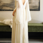 Flowy V Neck Beads Wedding Dresses Ivory Lace A-Line Bridal Dress C9811