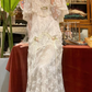 Superbe robe de mariée sirène bustier en satin et tulle, longue et en dentelle, C4563