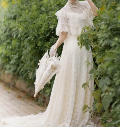 Superbe robe de mariée sirène bustier en satin et tulle, longue et en dentelle, C4563
