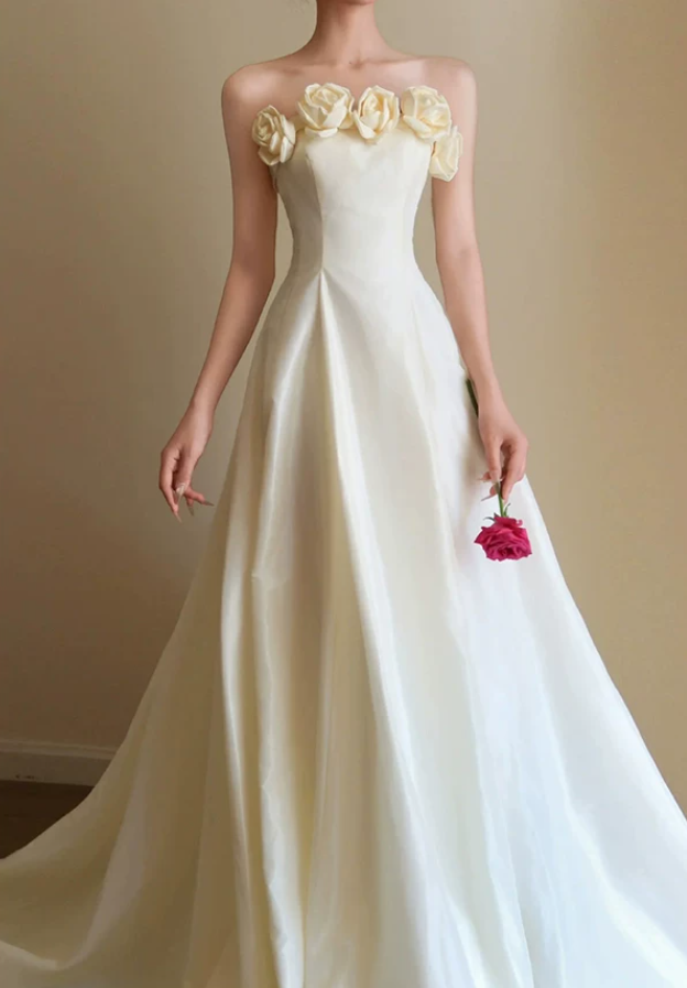 Superbe robe de mariée sirène bustier en satin et tulle, longue et en dentelle, C4563