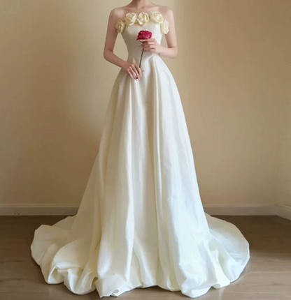 Superbe robe de mariée sirène bustier en satin et tulle, longue et en dentelle, C4563