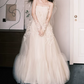Glam Strapless Wedding Dresses Appliques Tulle A-Line Bridal Dress C9818