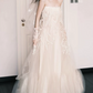 Glam Strapless Wedding Dresses Appliques Tulle A-Line Bridal Dress C9818