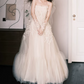 Glam Strapless Wedding Dresses Appliques Tulle A-Line Bridal Dress C9818