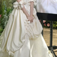 Gorgeous Strapless Floral Wedding Dresses Satin Tiered A-Line Bridal Dress C9825