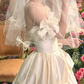 Gorgeous Strapless Floral Wedding Dresses Satin Tiered A-Line Bridal Dress C9825