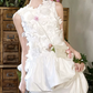 Classical Jewel Neck Wedding Dresses Satin Appliques A-Line Bridal Dress C9826