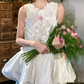 Classical Jewel Neck Wedding Dresses Satin Appliques A-Line Bridal Dress C9826