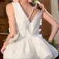 Classical Jewel Neck Wedding Dresses Satin Appliques A-Line Bridal Dress C9826
