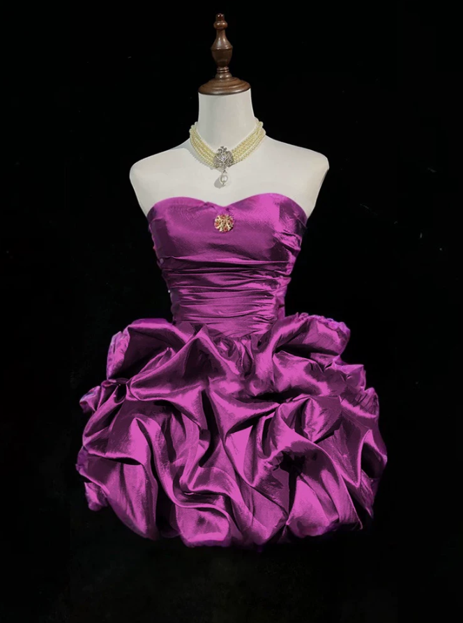 Mini robe de soirée en satin, sans bretelles, sans manches, ligne a, simple, C899