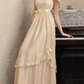 Robe de bal de princesse bustier à volants en satin long, robe de soirée C8117