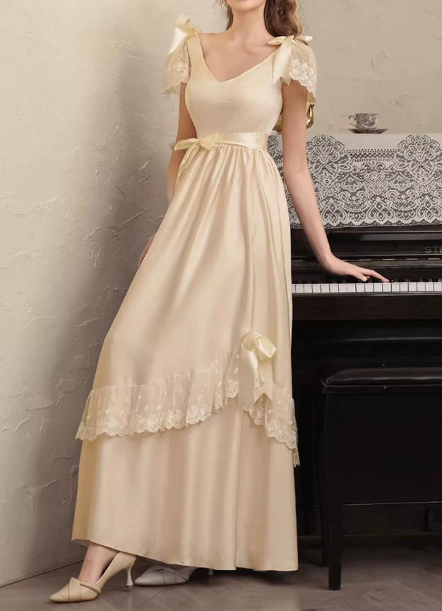Robe de bal de princesse bustier à volants en satin long, robe de soirée C8117