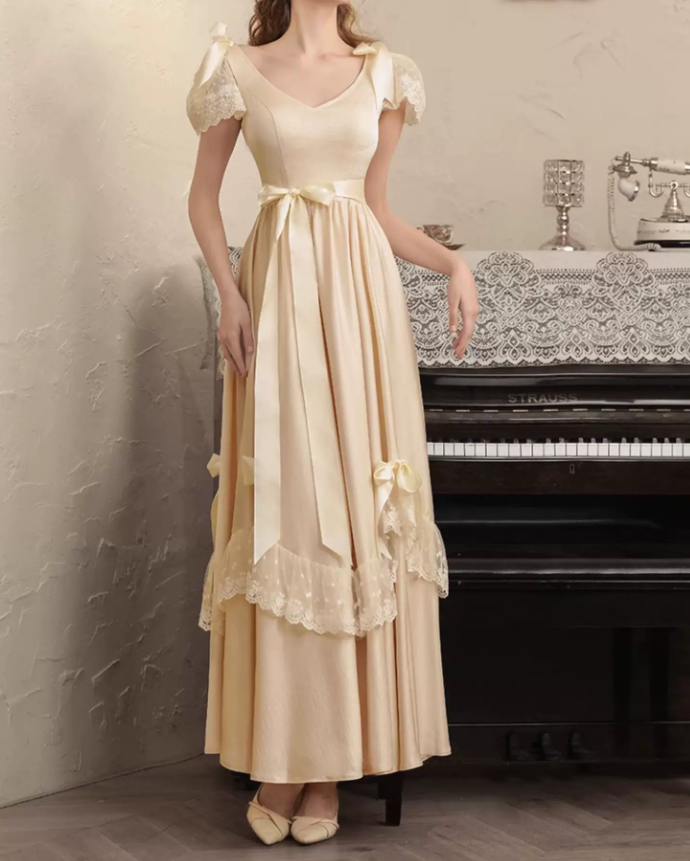 Robe de bal de princesse bustier à volants en satin long, robe de soirée C8117