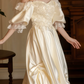 Superbe robe de mariée sirène bustier en satin et tulle, longue et en dentelle, C4563