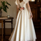 Retro Jewel Neck Lace Wedding Dresses Jacquard A-Line Bridal Dress C9835