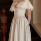 Retro Jewel Neck Lace Wedding Dresses Jacquard A-Line Bridal Dress C9835